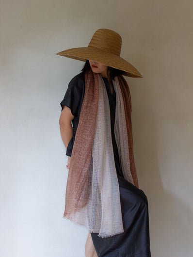 Oats & Rice Ombre Cashmere Scarf in Carrot