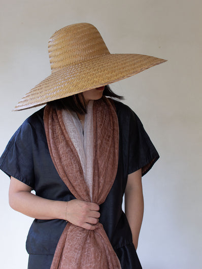 Oats & Rice Ombre Cashmere Scarf in Carrot