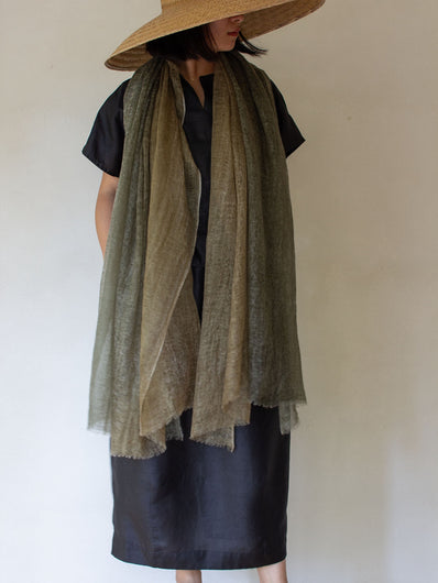 Oats & Rice Ombre Cashmere Scarf in Pear Green