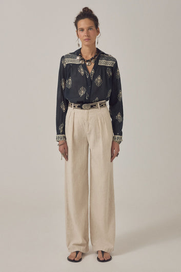 Maison Hotel Marina Rustic Linen Pants in Sand