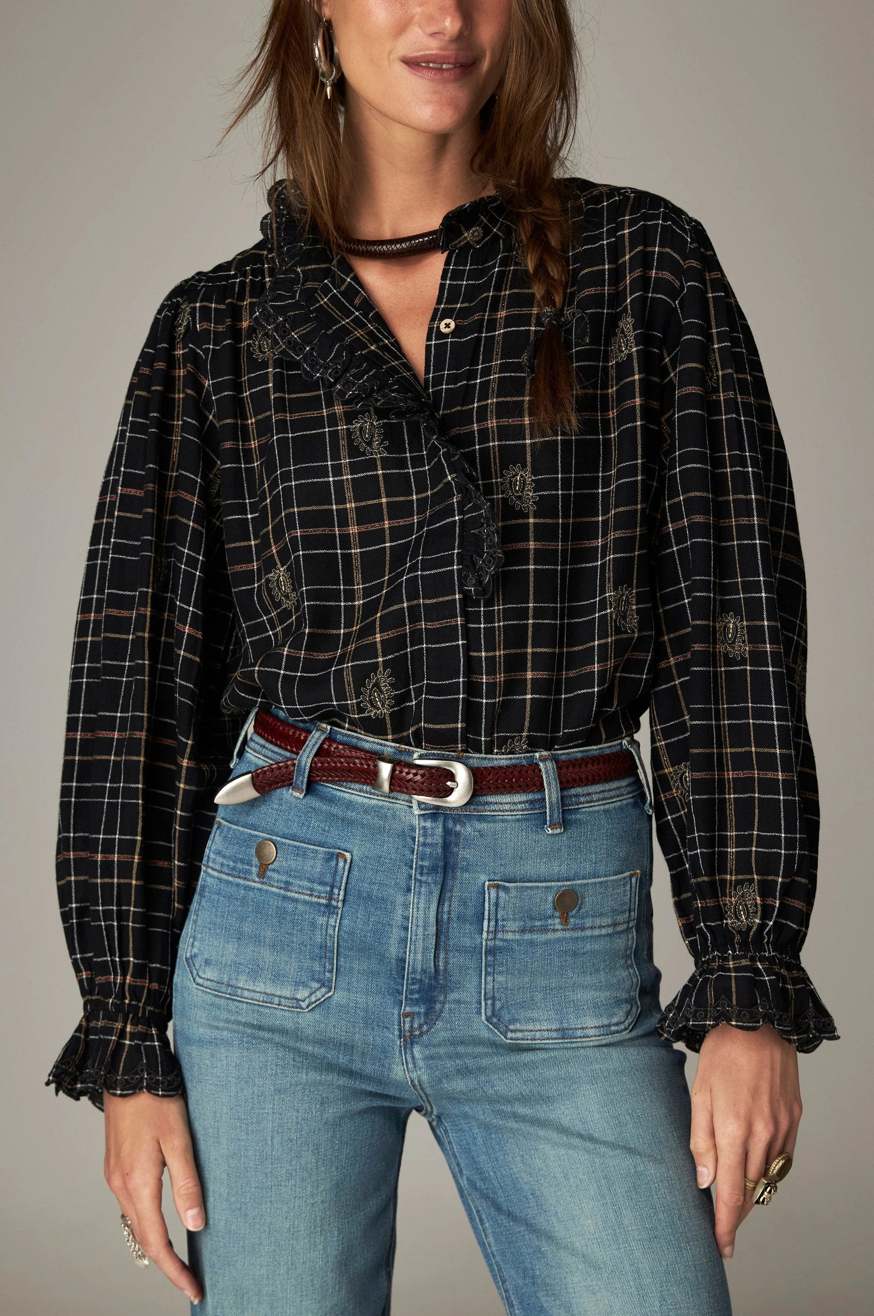 Maison Hotel Coco Blouse - Black Check