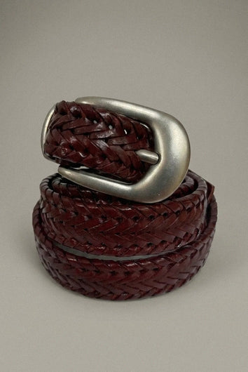 Maison Hotel Leopold Braided Leather Belt - Cognac