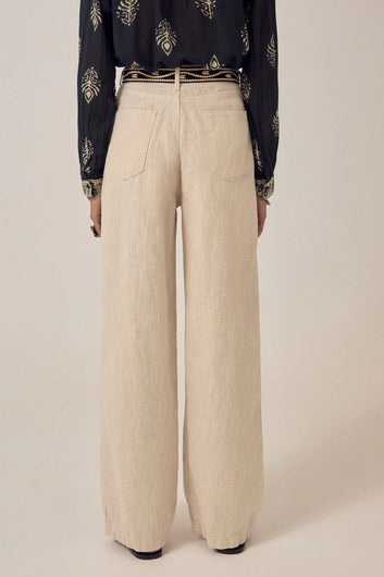 Maison Hotel Marina Rustic Linen Pants in Sand
