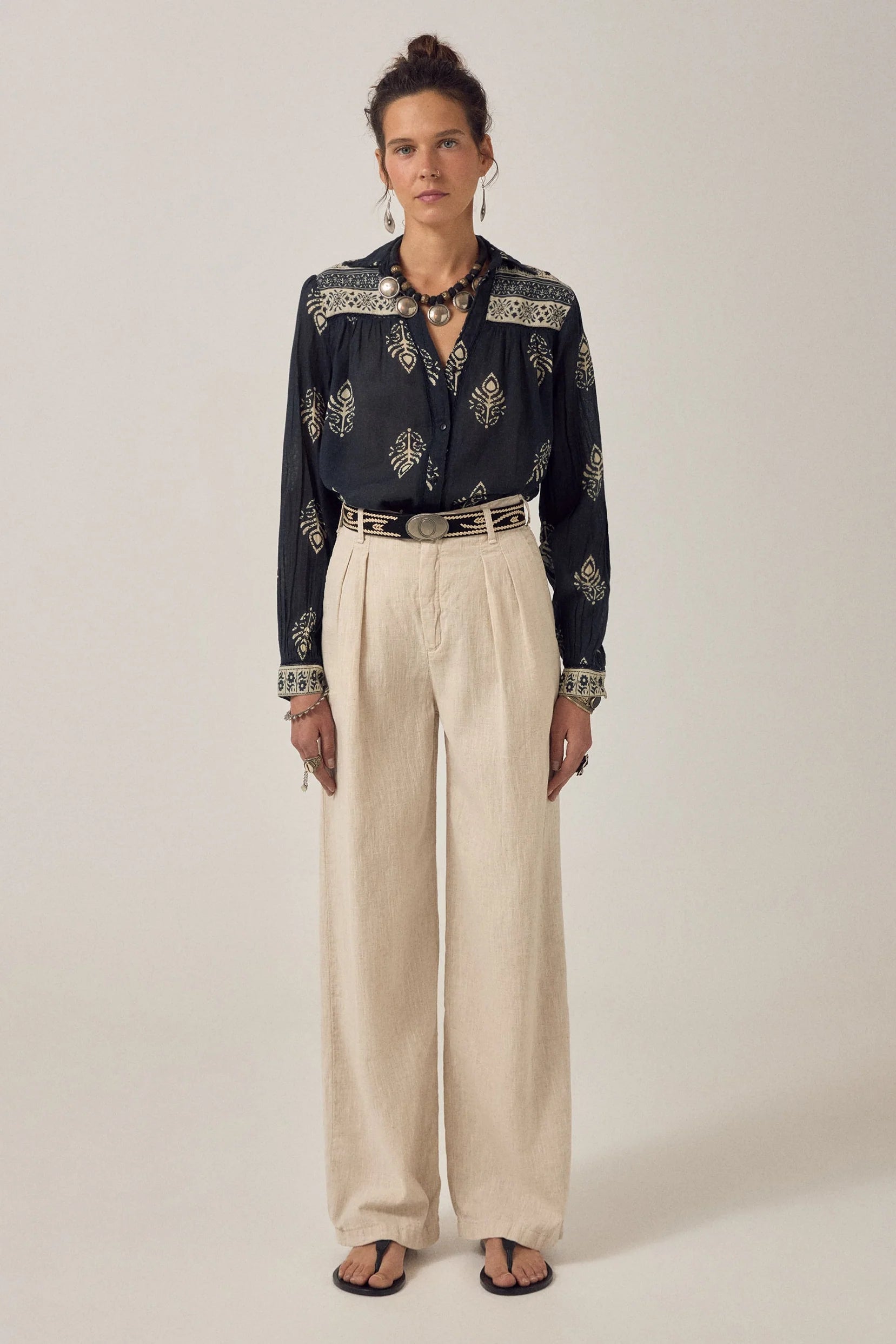 Maison Hotel Marina Rustic Linen Pants in Sand