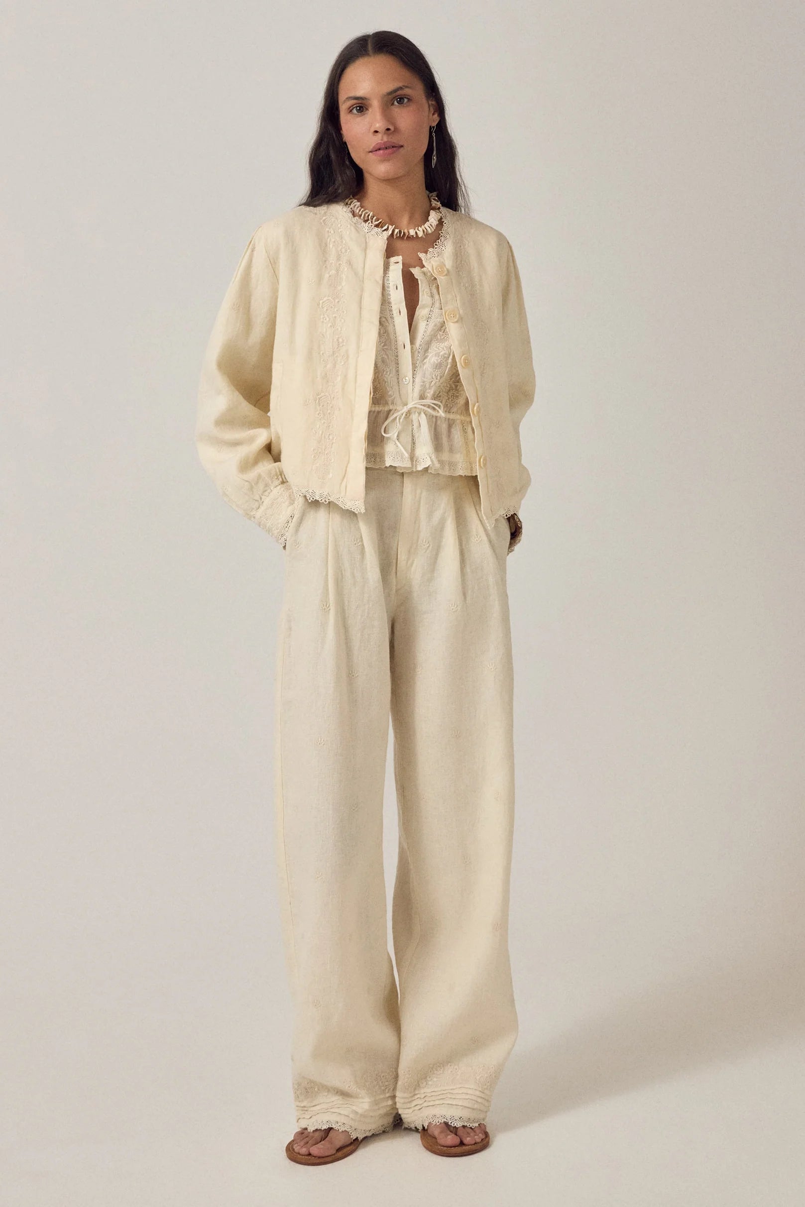 Maison Hotel Otelo Solstice Linen Jacket in Ivory