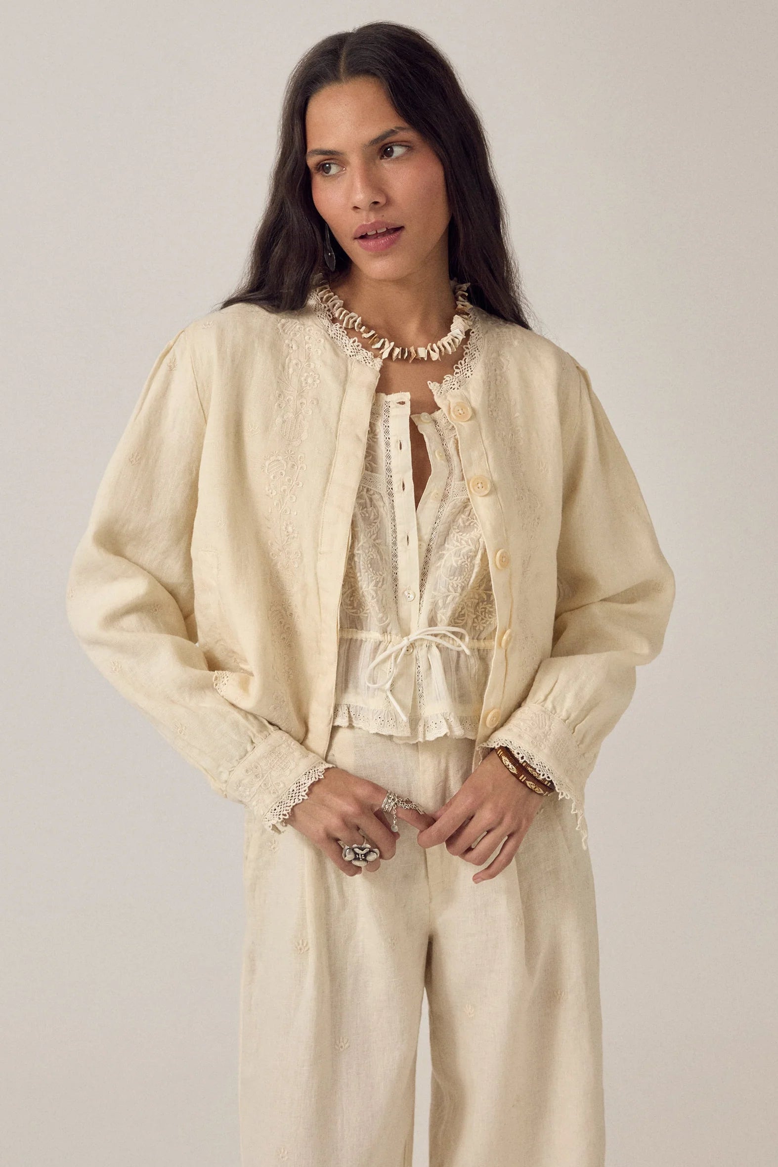Maison Hotel Otelo Solstice Linen Jacket in Ivory