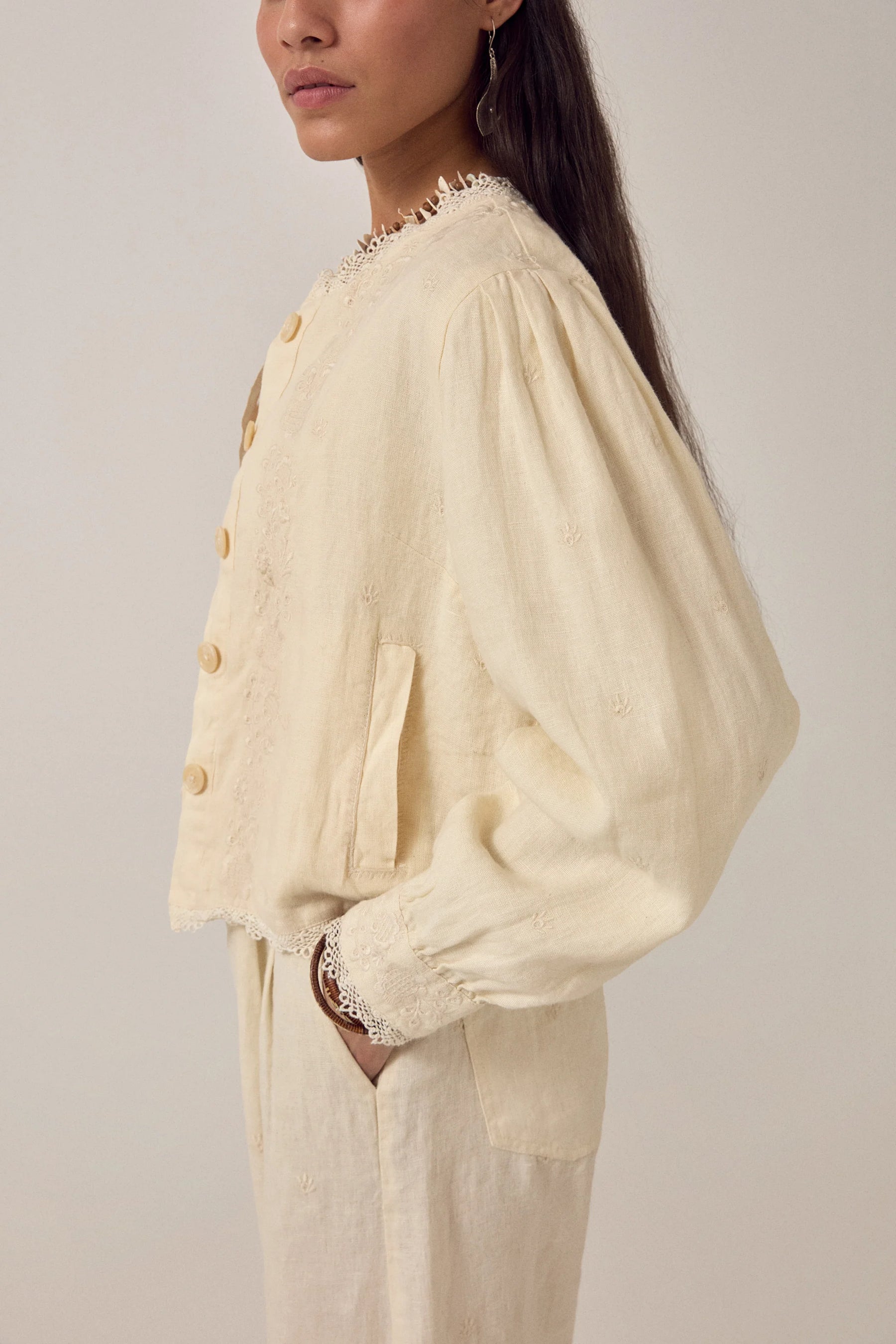 Maison Hotel Otelo Solstice Linen Jacket in Ivory