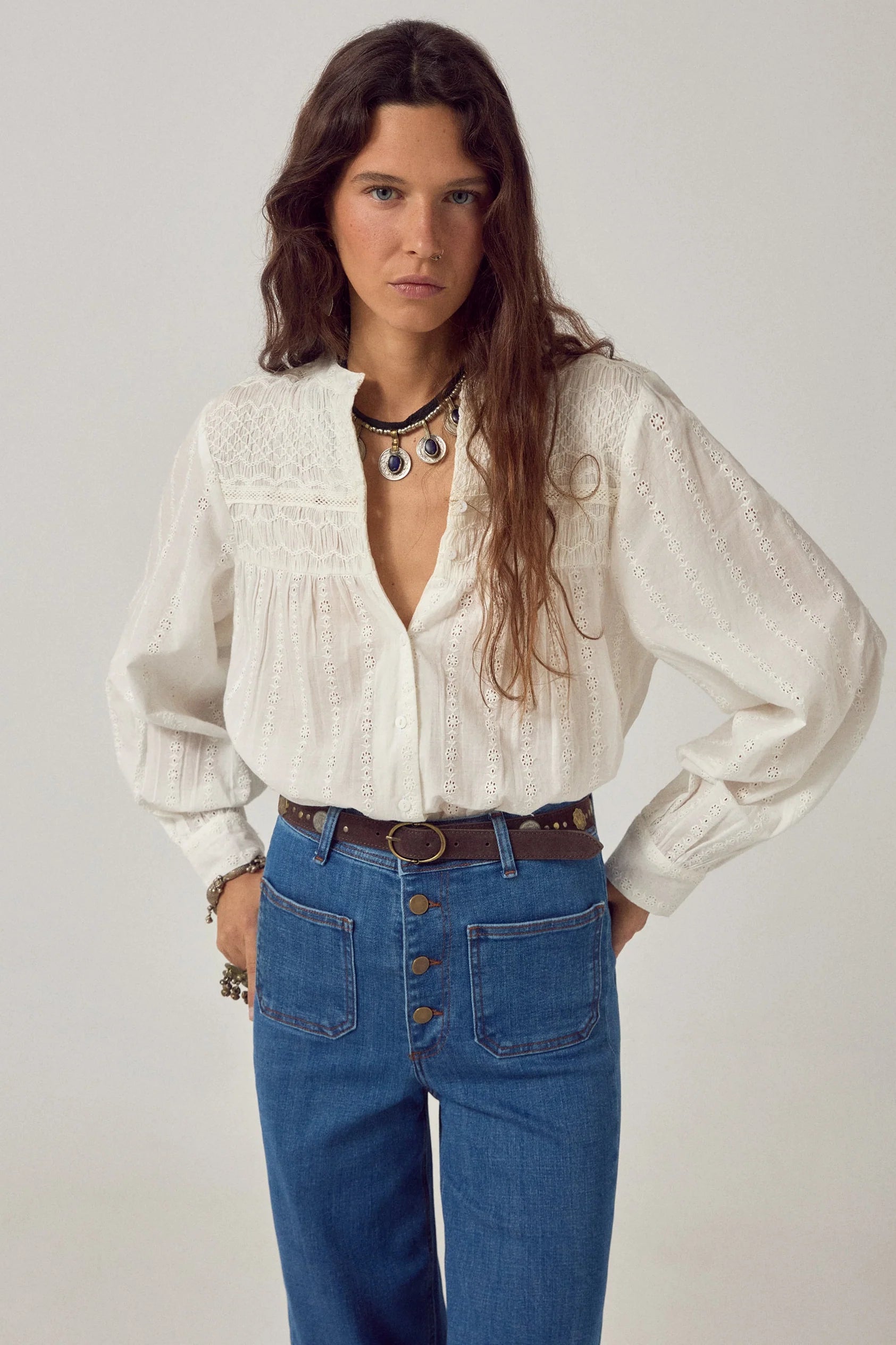 Maison Hotel Paoli Sapore Di Sale Blouse in Blanco