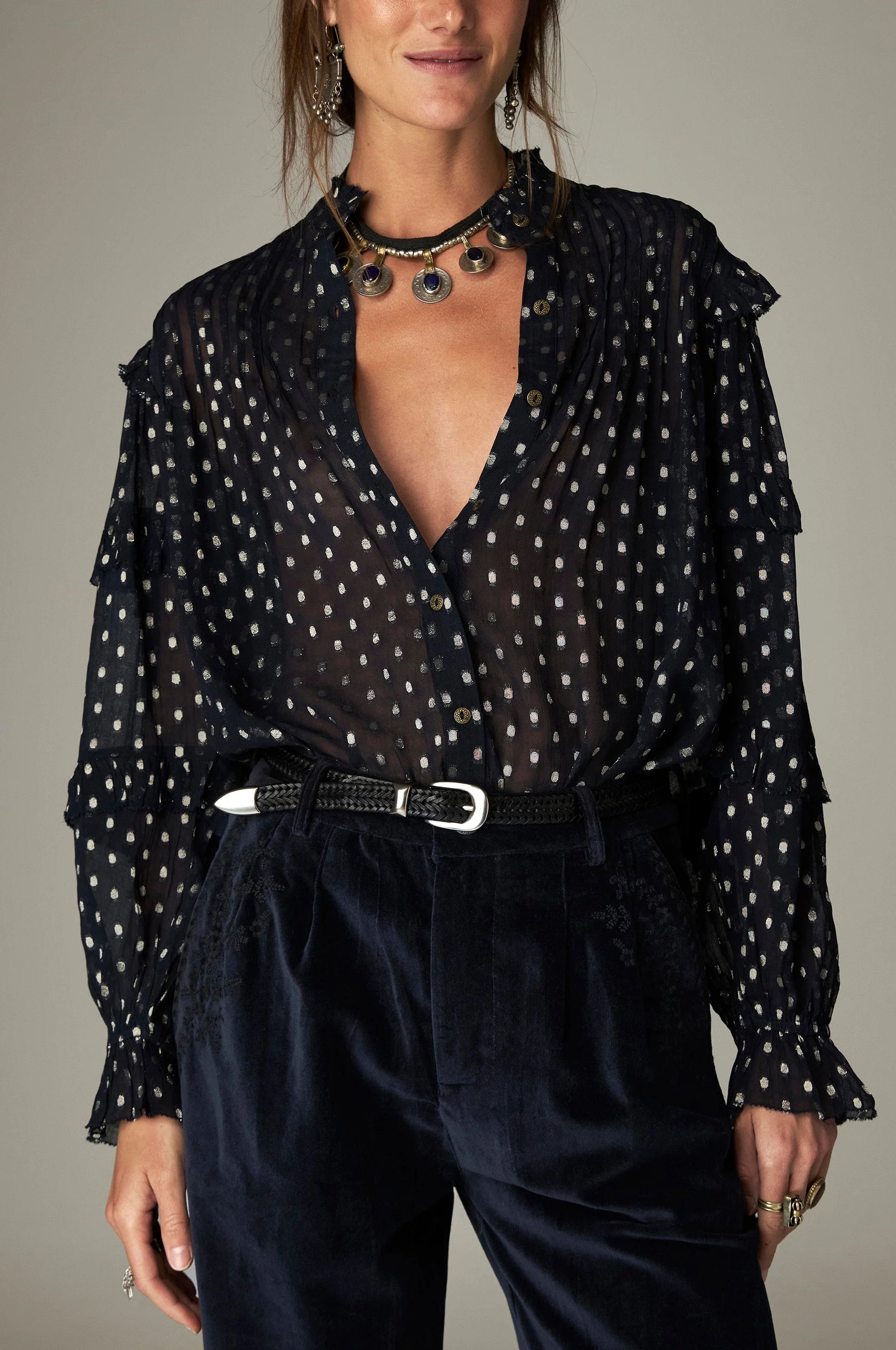 Maison Hotel Simona  Blouse - Navy