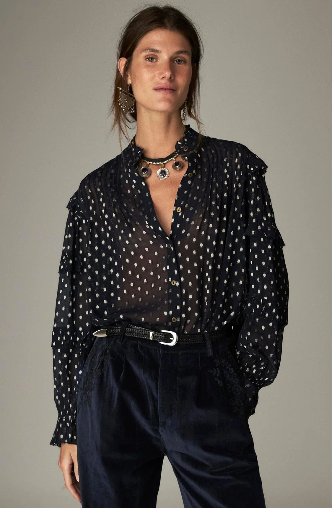 Maison Hotel Simona  Blouse - Navy