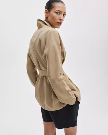 Rag & Bone Mandi Linen Belted Blazer - Tan