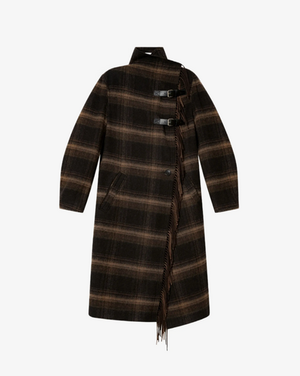 Marant Etoile Gihan Fringe Coat - Black, Khaki