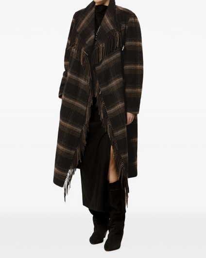 Marant Etoile Gihan Fringe Coat - Black, Khaki