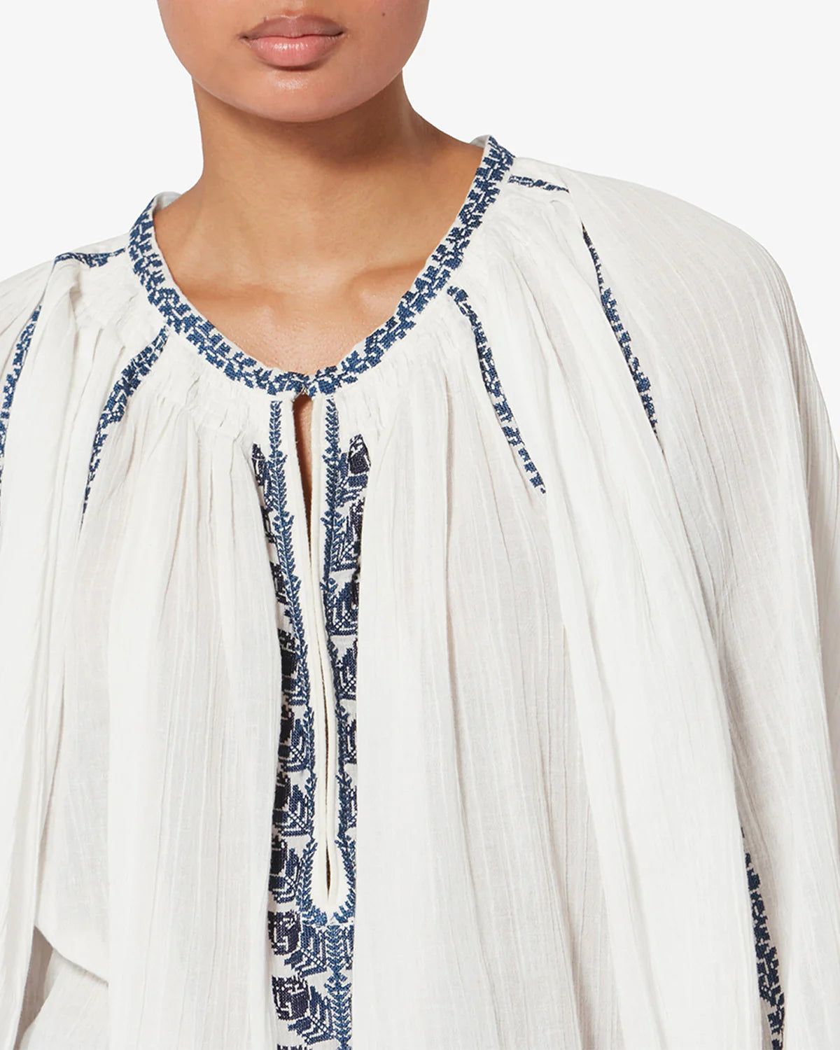 Marant Etoile Lena Blouse in Ecru, Blue