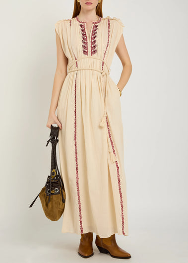 Marant Etoile Liviane Dress in Beige, Red
