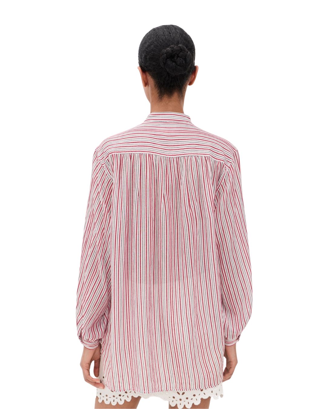 Marant Etoile Sapha Stripe Blouse in Ecru, Red