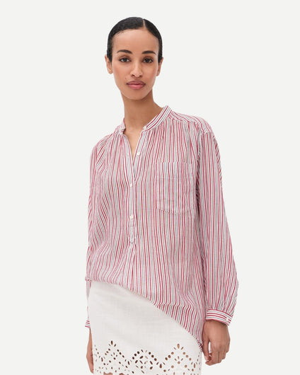 Marant Etoile Sapha Stripe Blouse in Ecru, Red