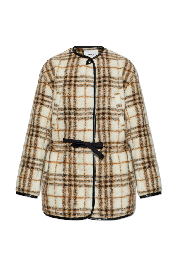 Marant Etoile Ullana Checked Wool Jacket in Ecru, Ochre