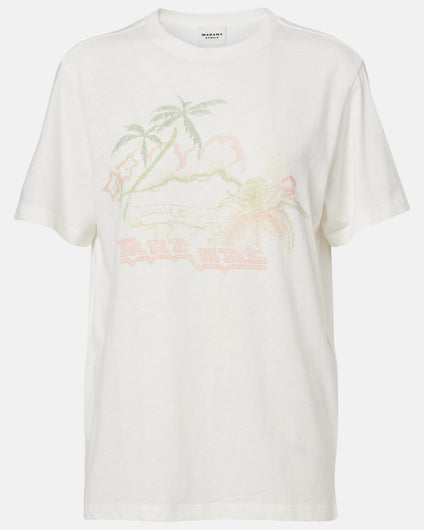 Marant Etoile Zewel Tee in Ecru, Orange