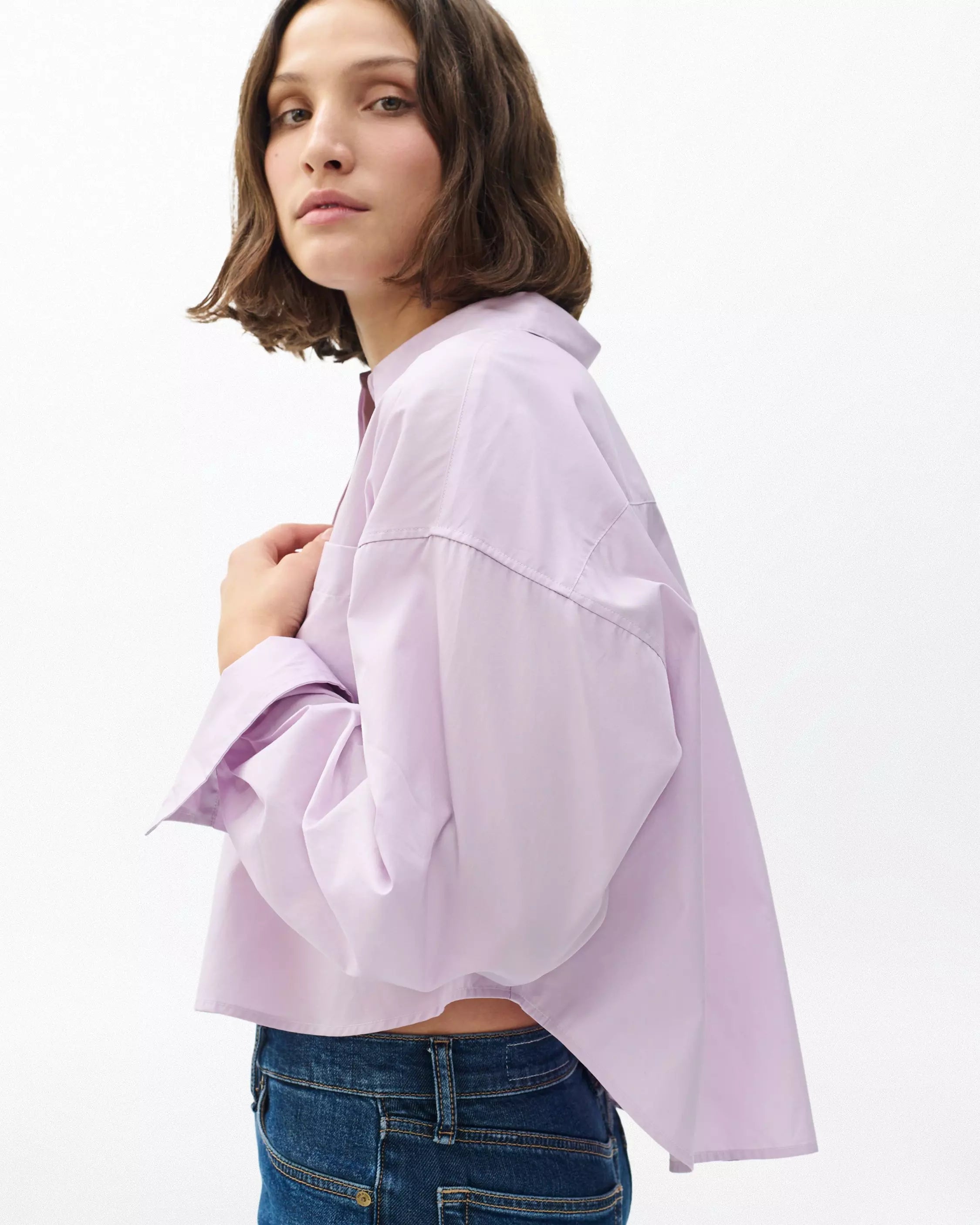 Rag & Bone Marin Cropped Shirt in Lavender