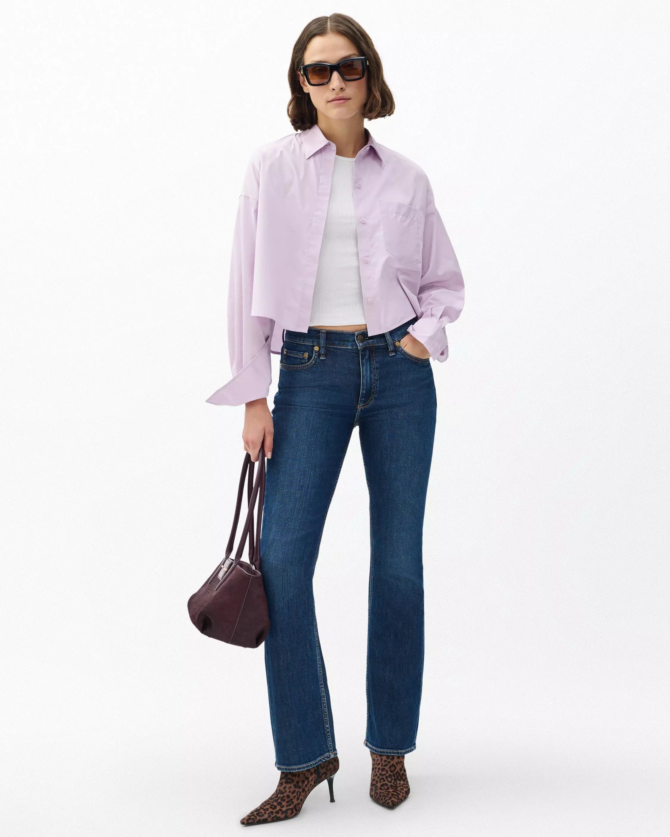 Rag & Bone Marin Cropped Shirt in Lavender