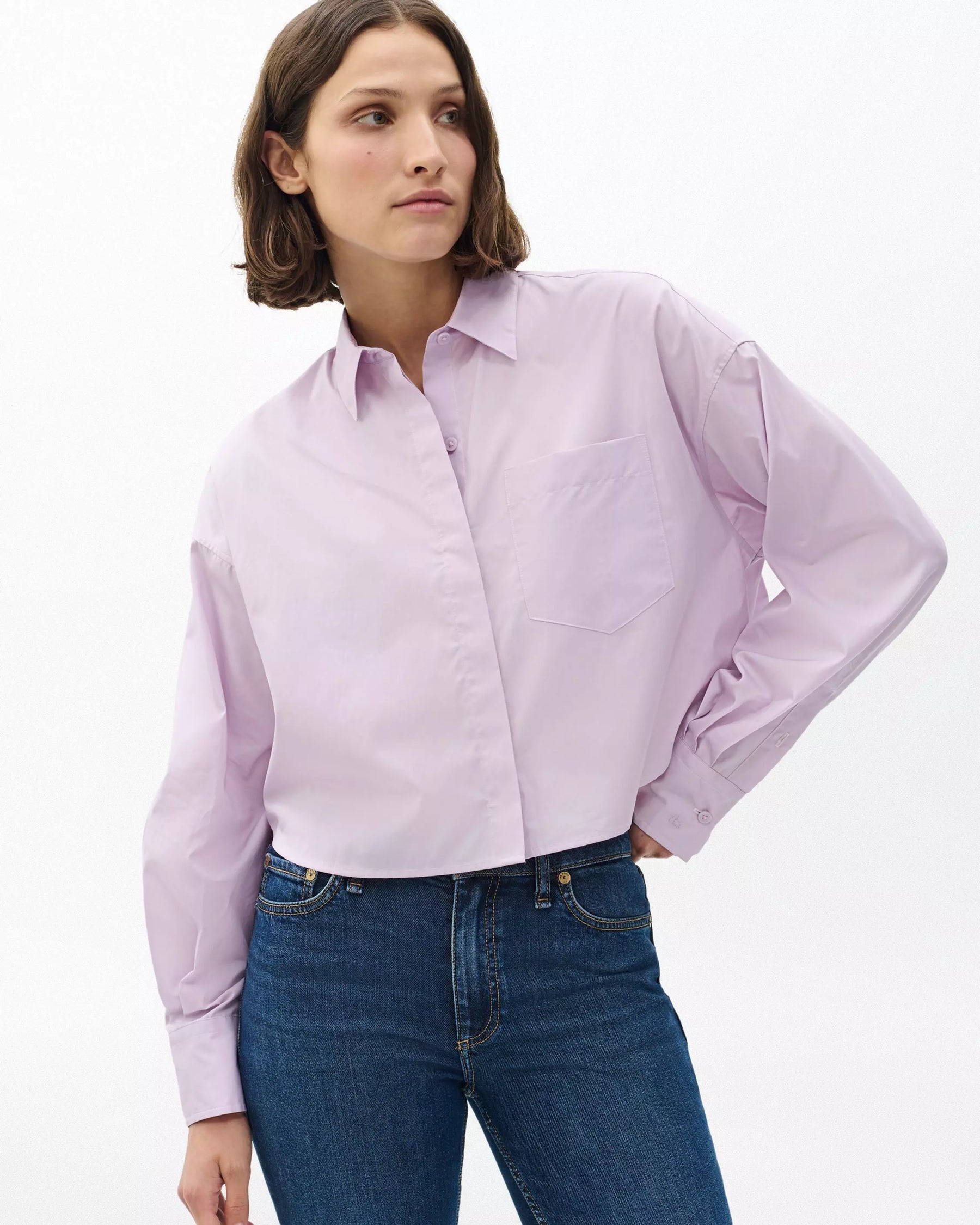 Rag & Bone Marin Cropped Shirt in Lavender