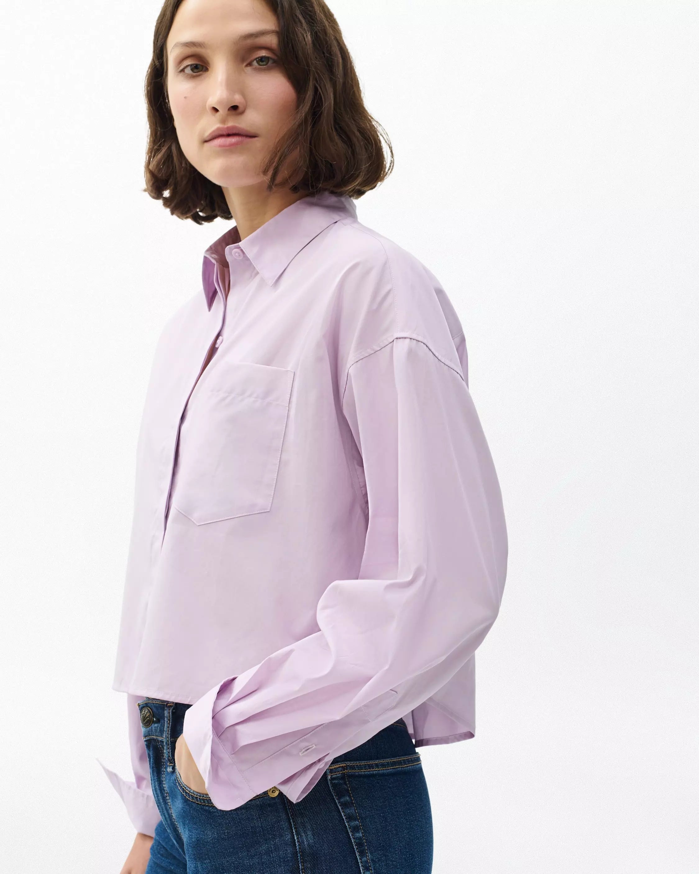 Rag & Bone Marin Cropped Shirt in Lavender