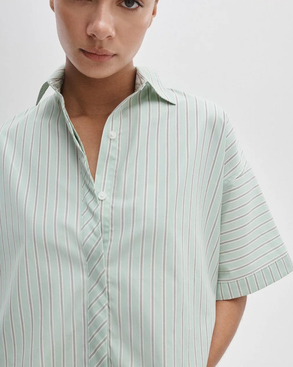 Rag &amp; Bone Marin SS Shirt in Green Stripe