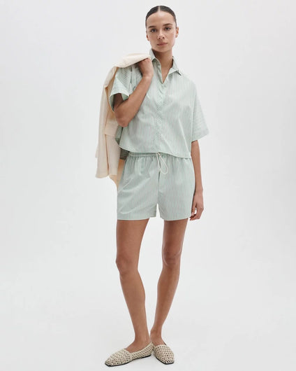 Rag &amp; Bone Marin SS Shirt in Green Stripe