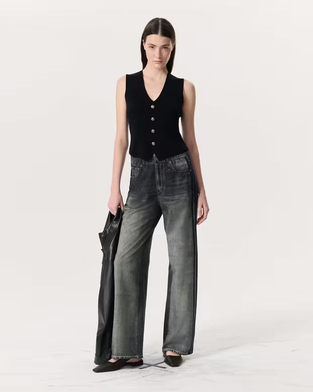 Rag & Bone Miramar Wide Leg Track Pant in Washed Black