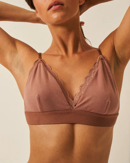 Stripe & Stare Lace Bralette in Mocha