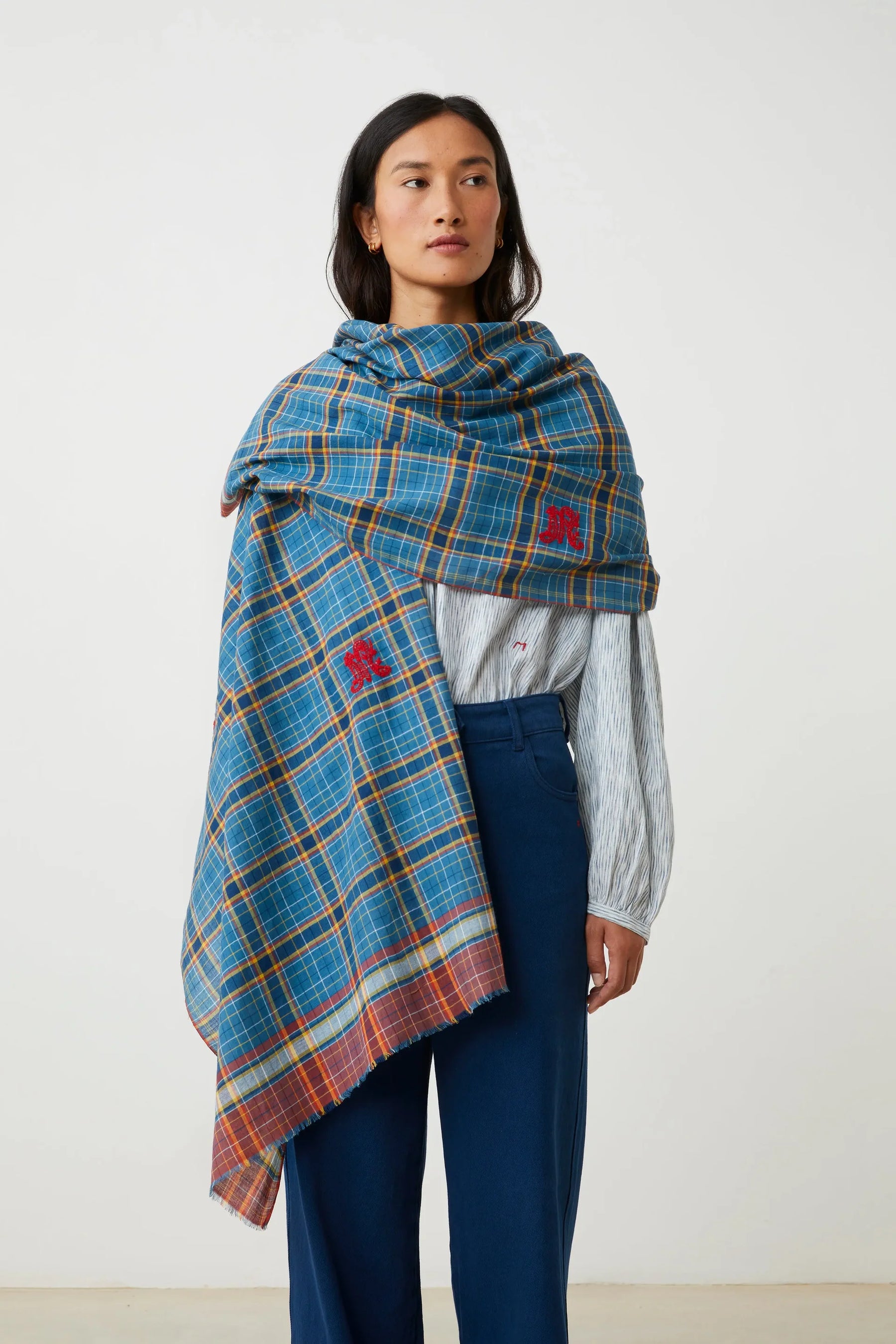 Moismont Alphabet 825 Scarf in Indigo