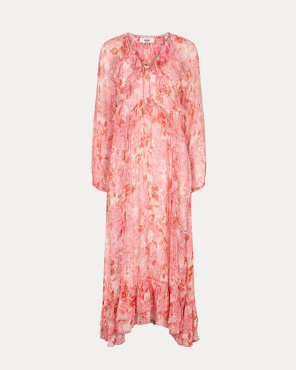 Pink floral dress on a white background
