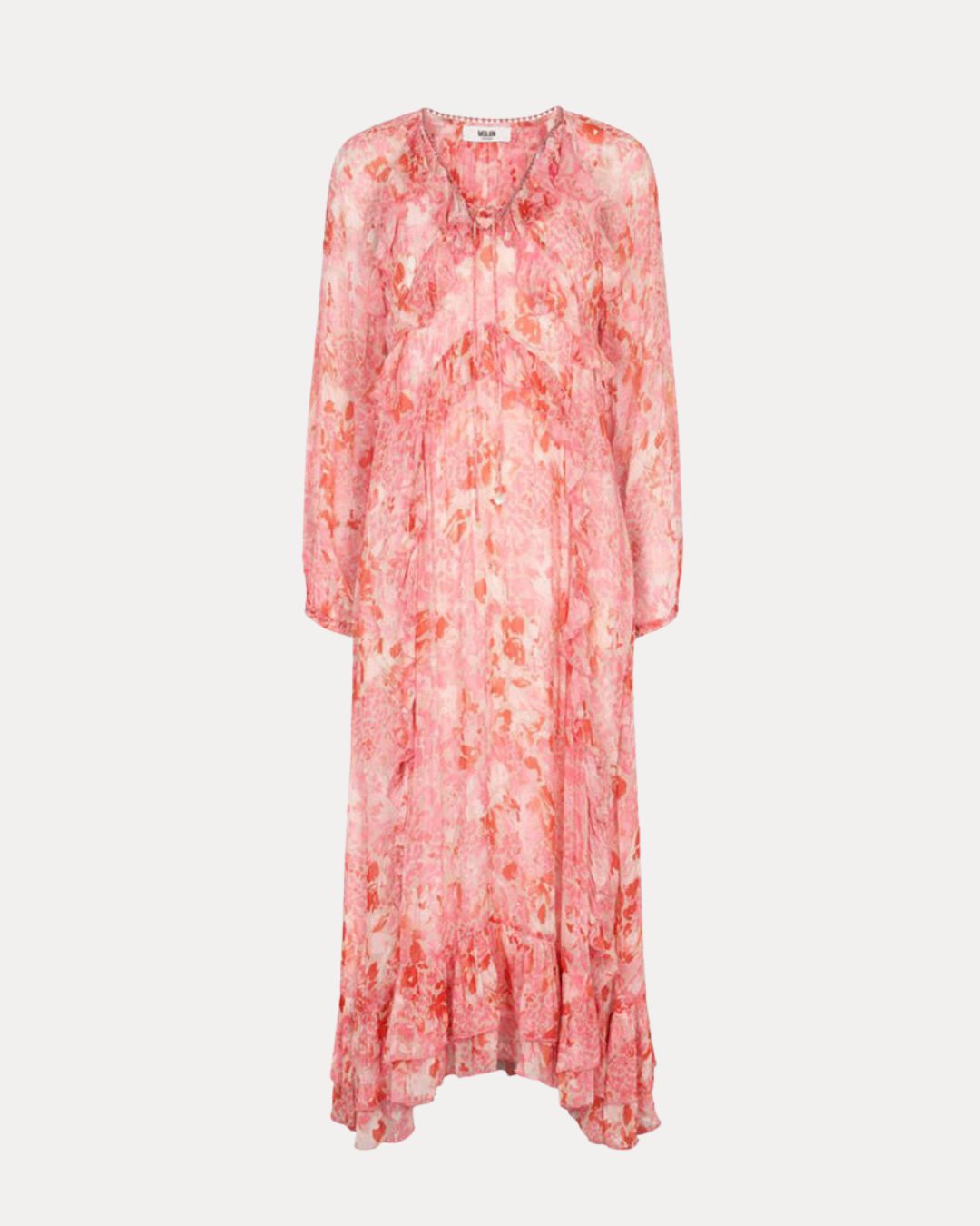 Pink floral dress on a white background