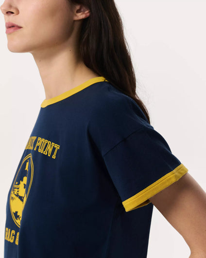 R&B Montauk Boxy Ringer Tee in Navy