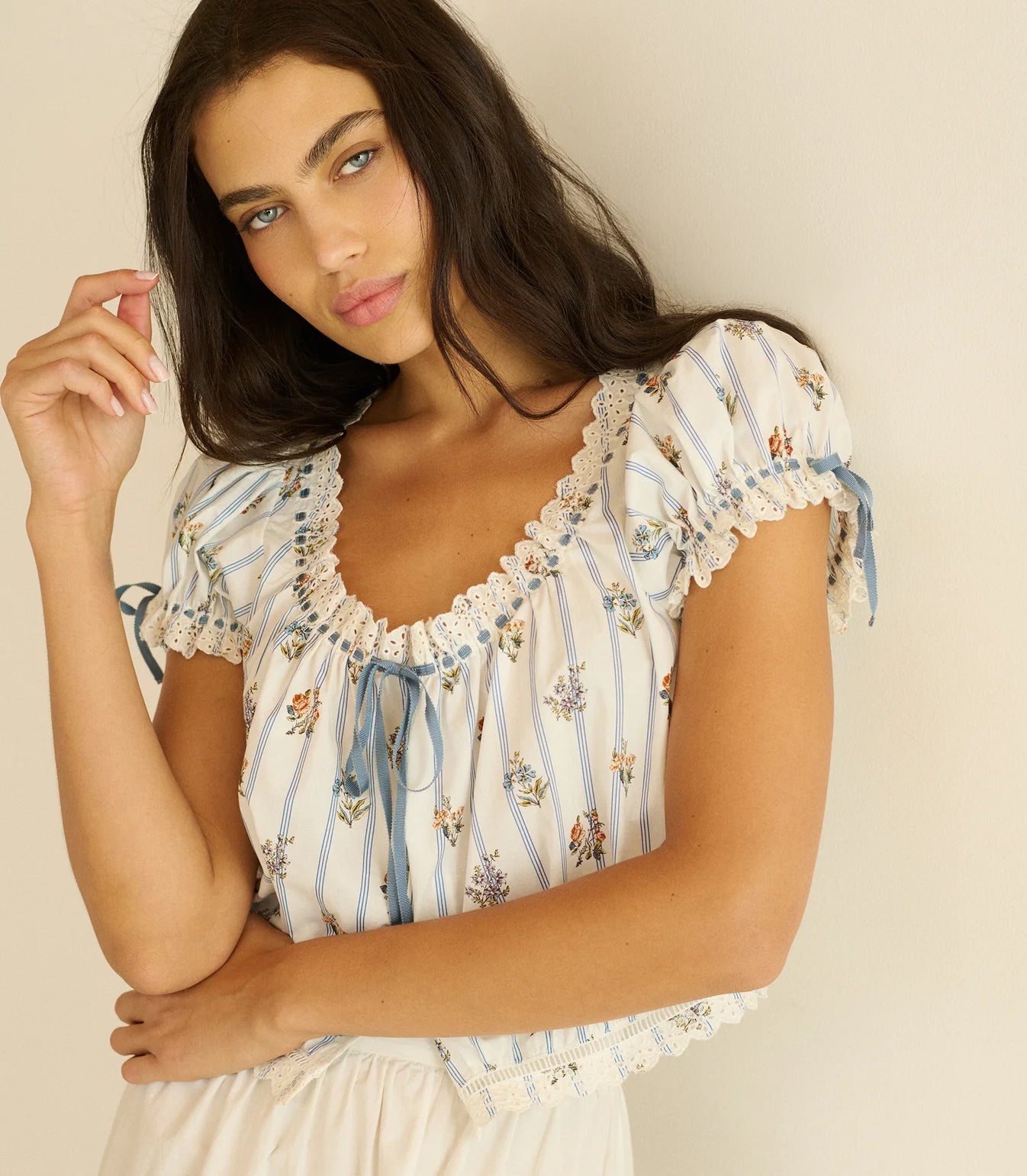 DÔEN Nera Top in Fleurs De Bordeaux