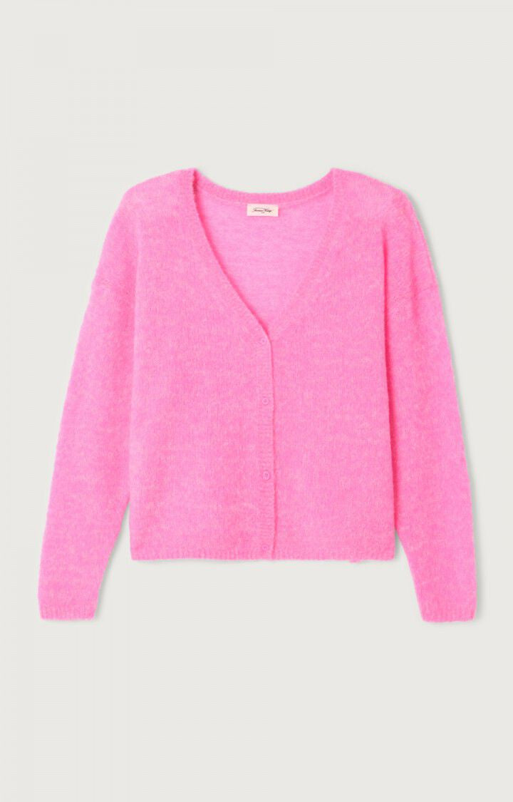 American Vintage Nuggy Knit Cardigan in Pink Fluo
