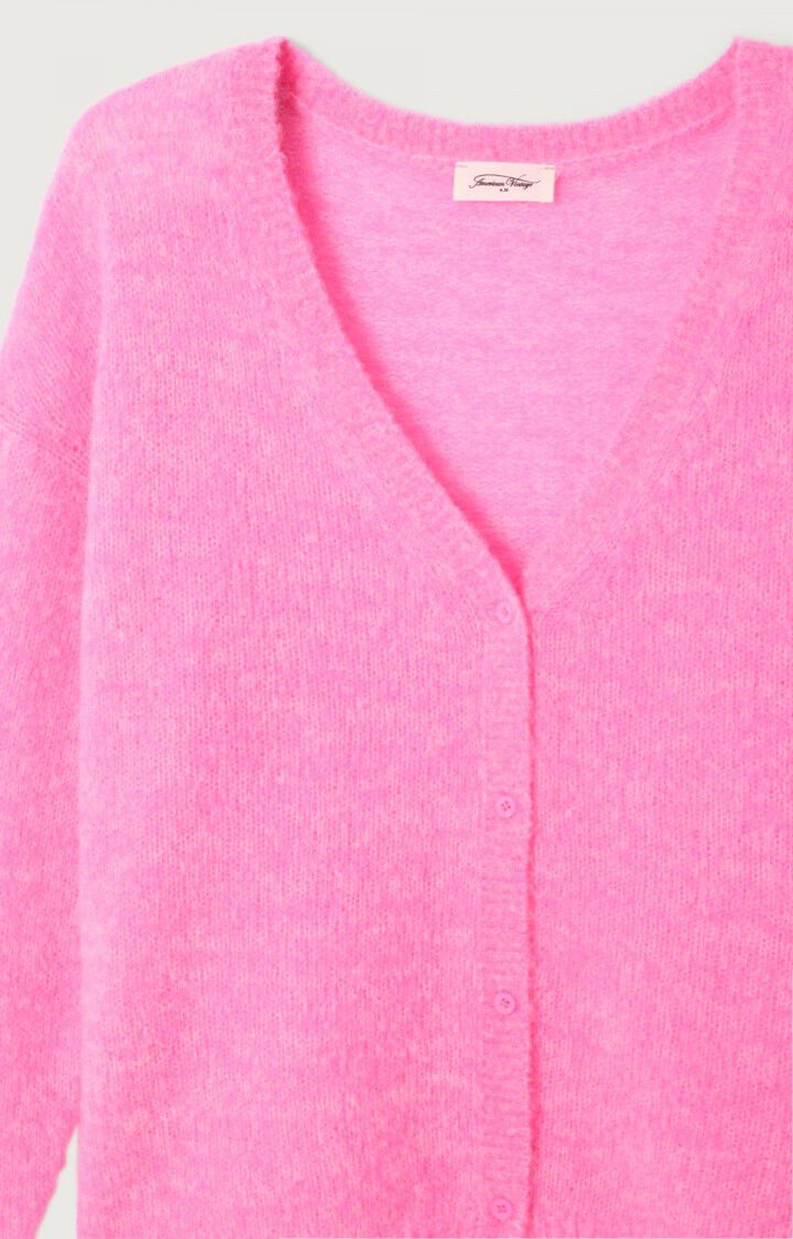 American Vintage Nuggy Knit Cardigan in Pink Fluo