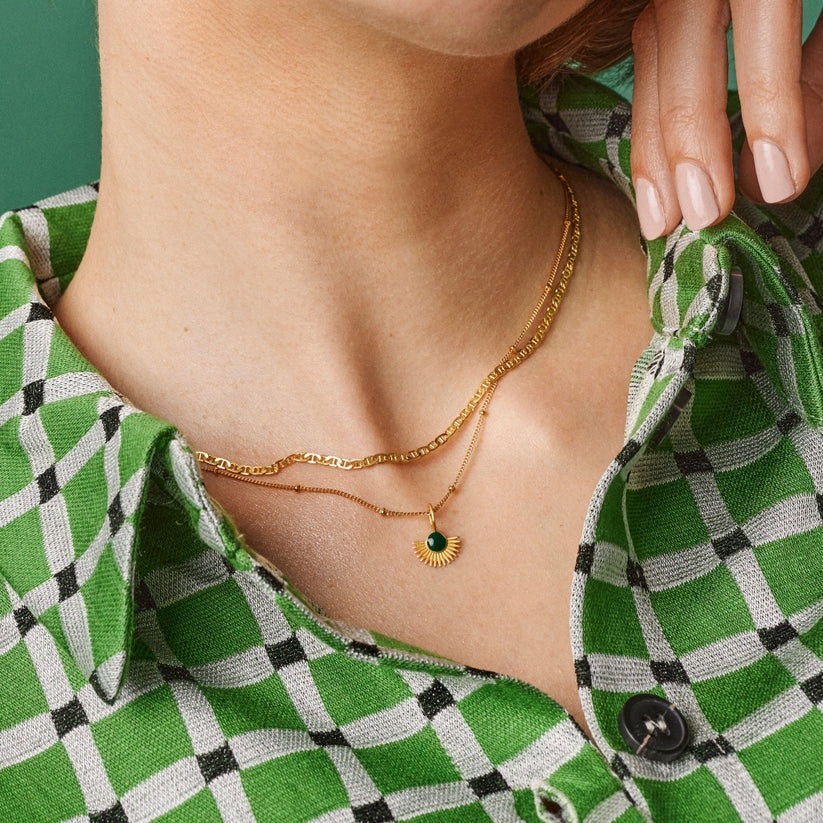 ENAMEL Soleil Necklace in Dusty Green