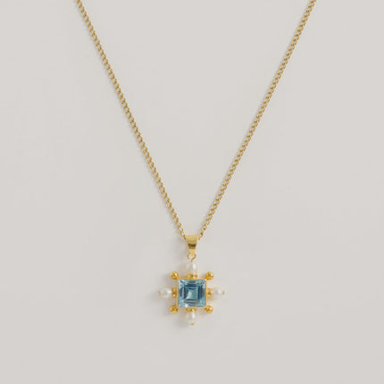 Freya Rose Blue Topaz Cross Necklace