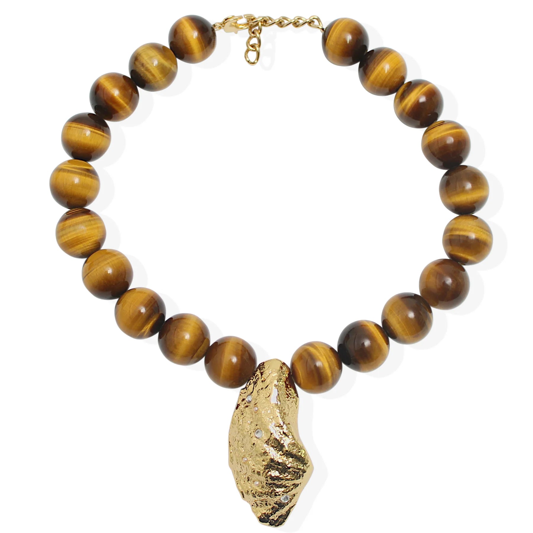 By Alona Orbitelle Necklace - Tigers Eye, Gold