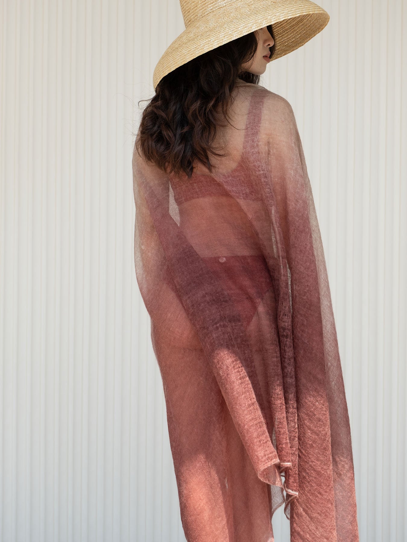 Oats & Rice Cashmere Scarf - Beetroot