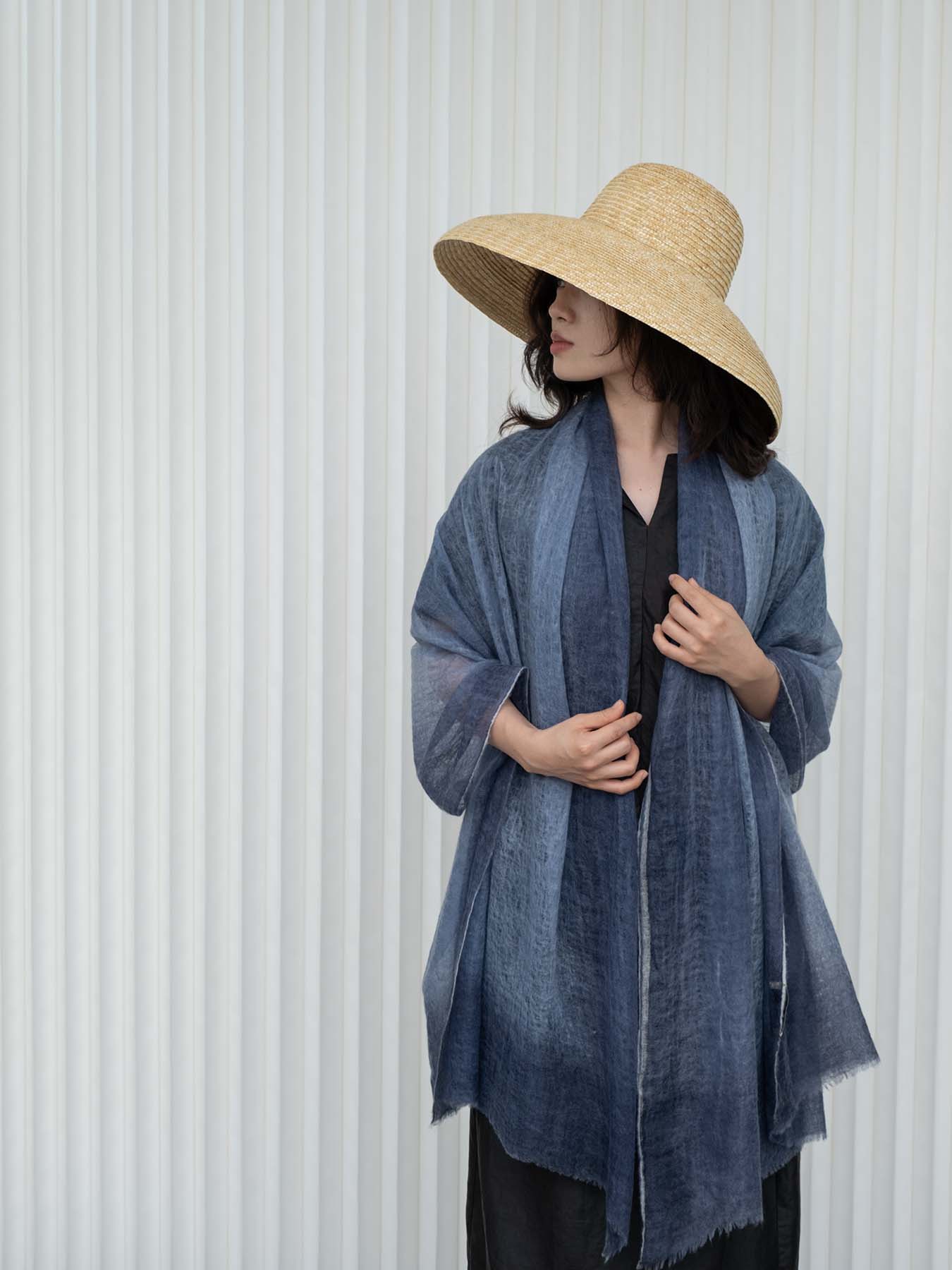 Oats & Rice Cashmere Scarf - Navy