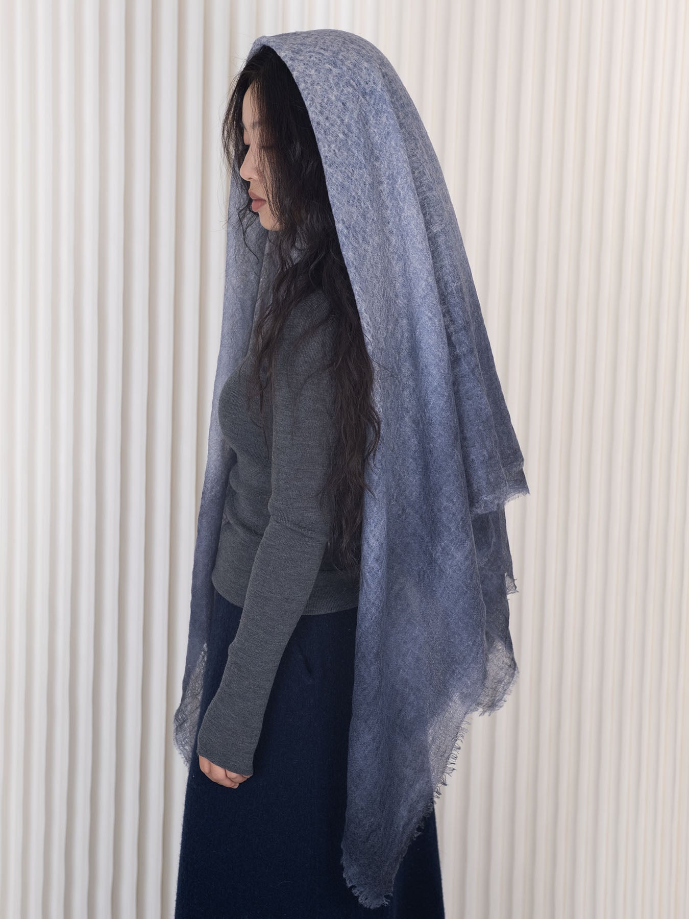 Oats & Rice Cashmere Scarf - Navy
