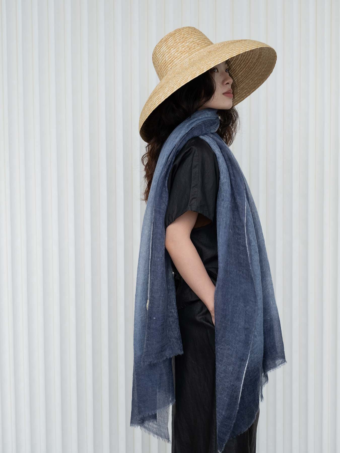 Oats & Rice Cashmere Scarf - Navy
