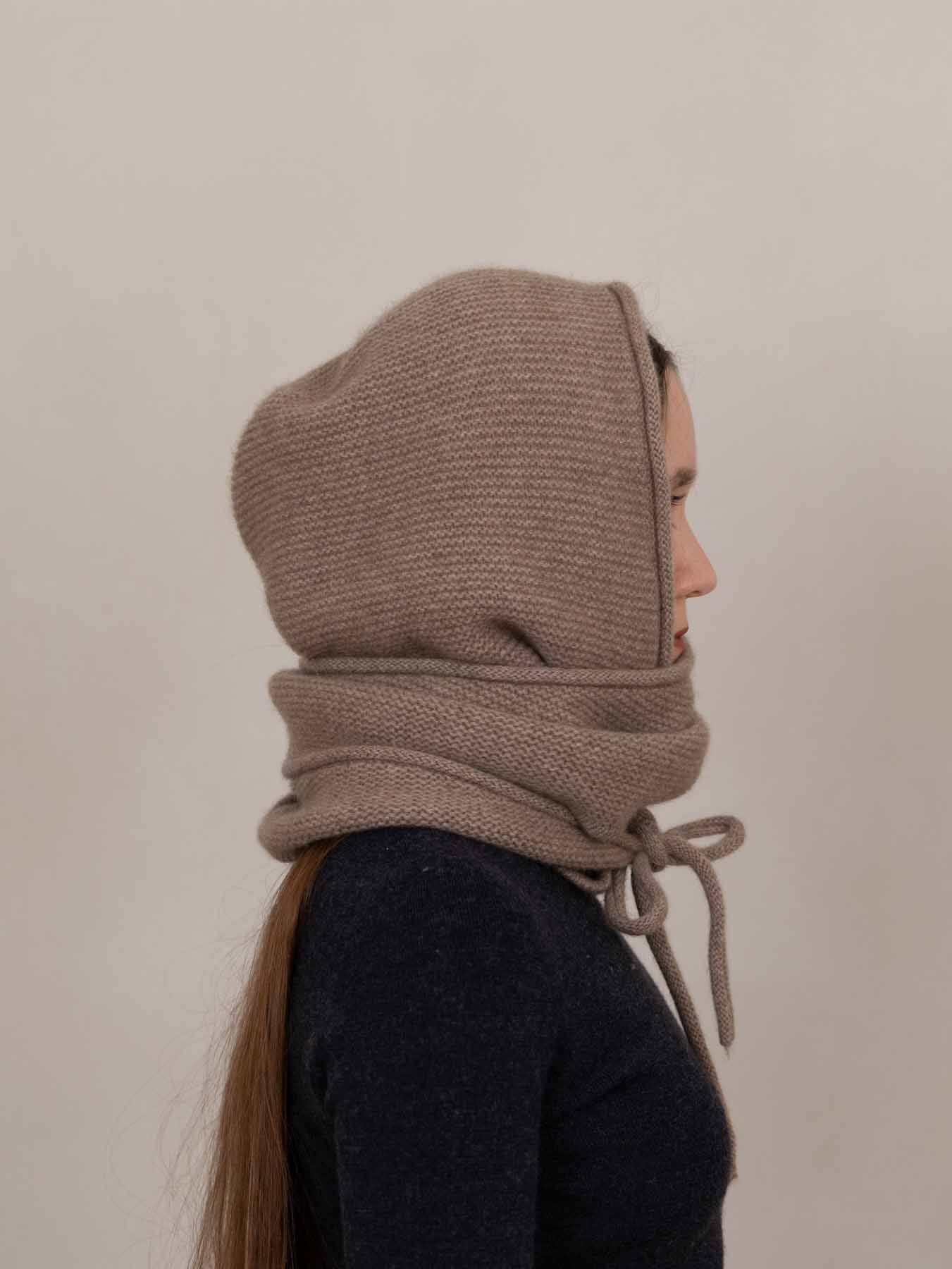 Oats & Rice Eden Cashmere Hooded Scarf - Beige