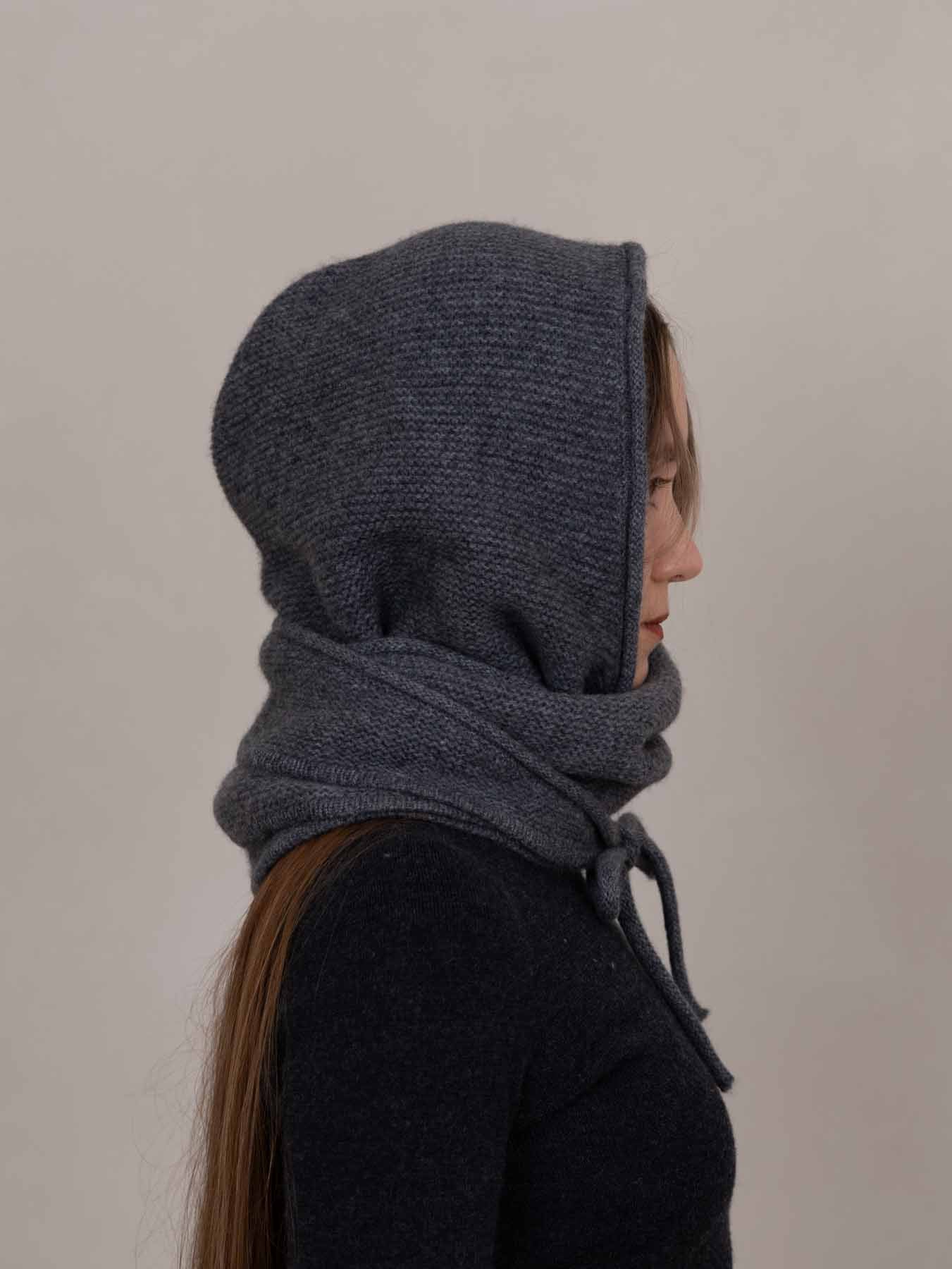 Oats & Rice Eden Cashmere Hooded Scarf - Grey