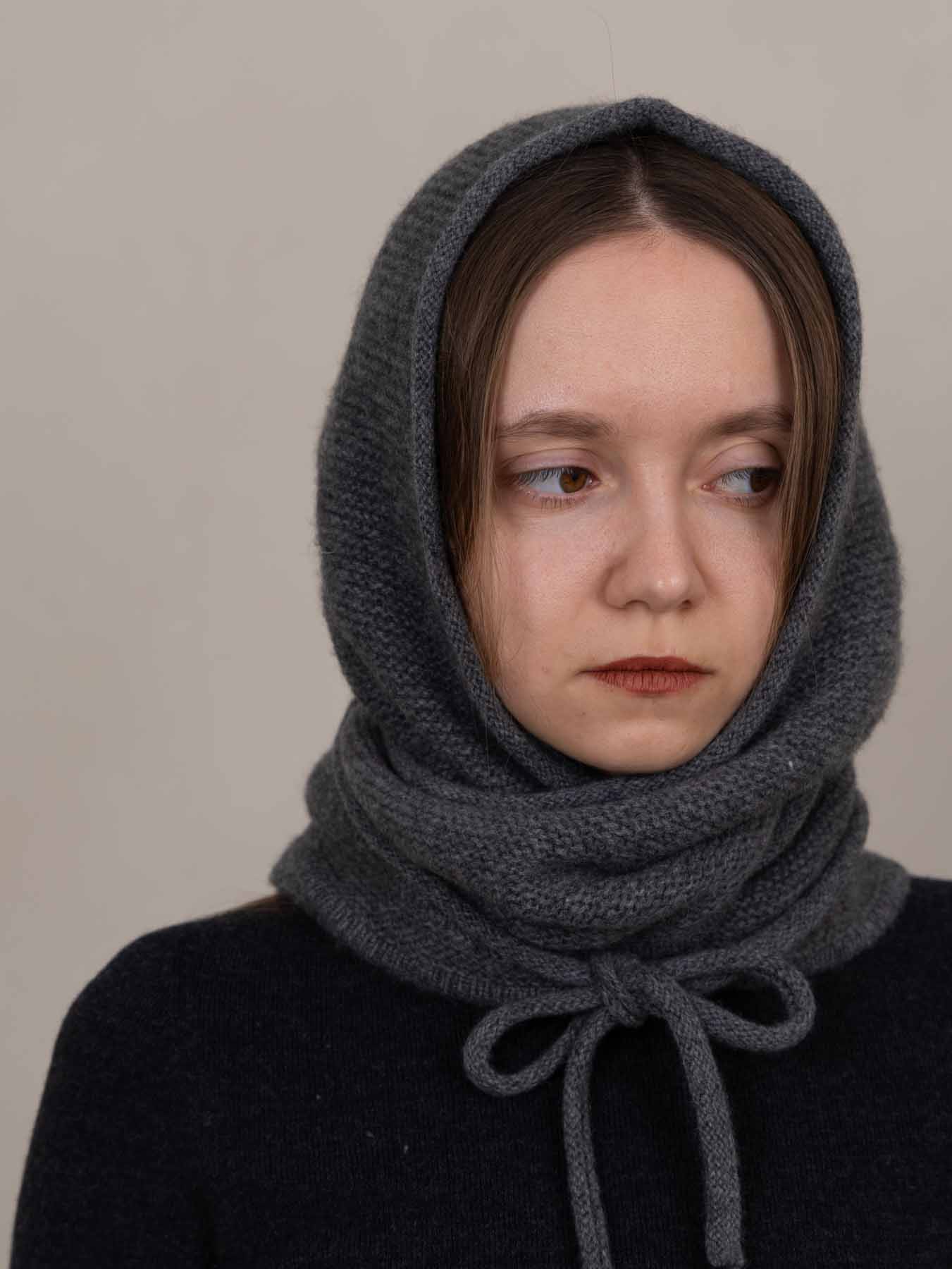 Oats & Rice Eden Cashmere Hooded Scarf - Grey