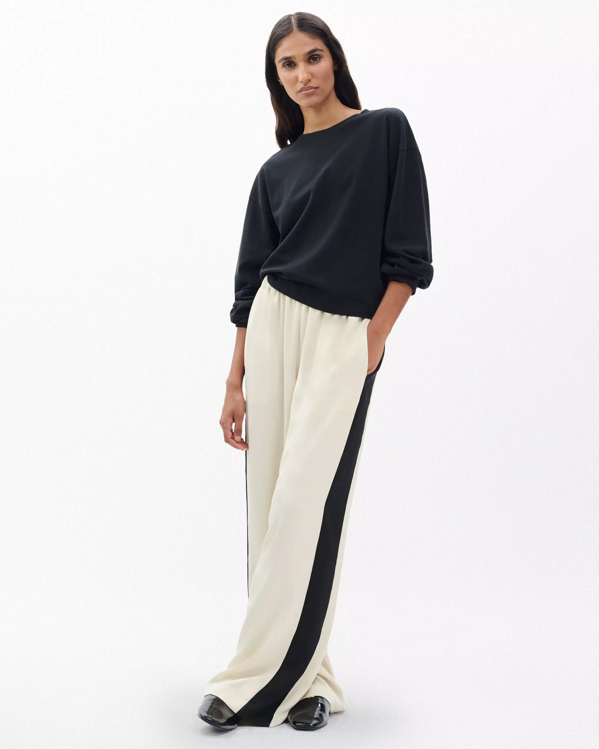 Rag & Bone Olivia Stripe Pant in Turtledove
