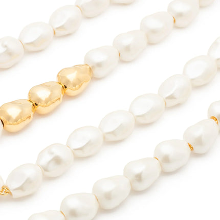 Vanessa Baroni Long Organic Pearl Necklace with Gold Pearl